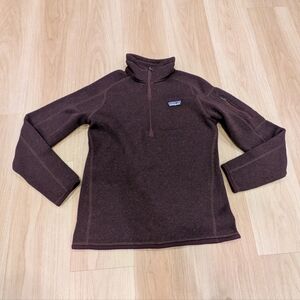 Women's Brown Quarter-Zip Fleece Top